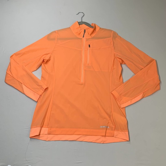 Patagonia Sweaters - Patagonia Women Sweater Medium Orange Neon Sheer Running Top Half Zip Colorful